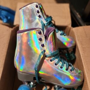 Holographic Kids Roller Skates
